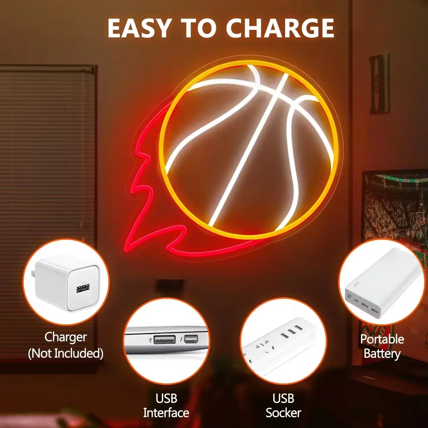 Neon Flex Basketball Sign