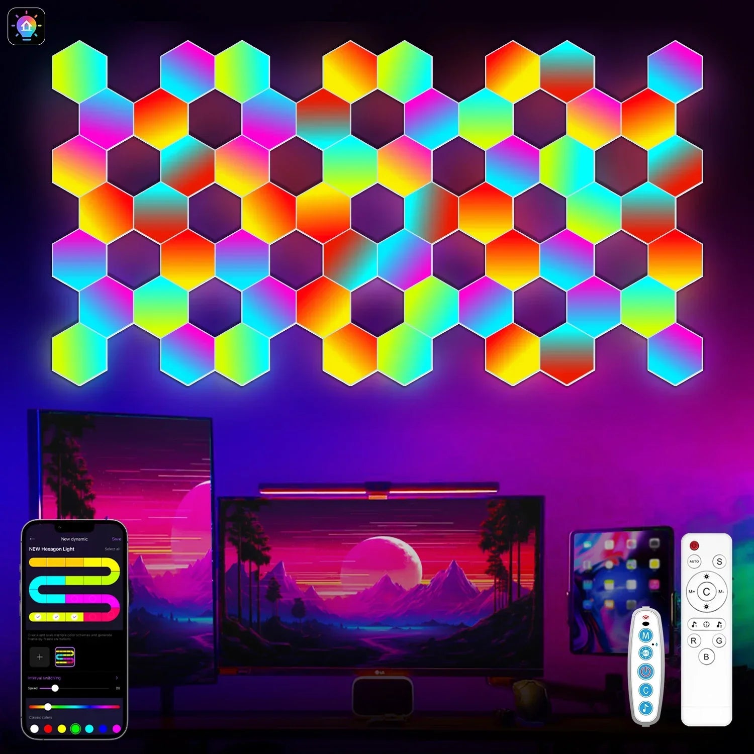 RGB Intelligent Hexagonal Wall Lamp