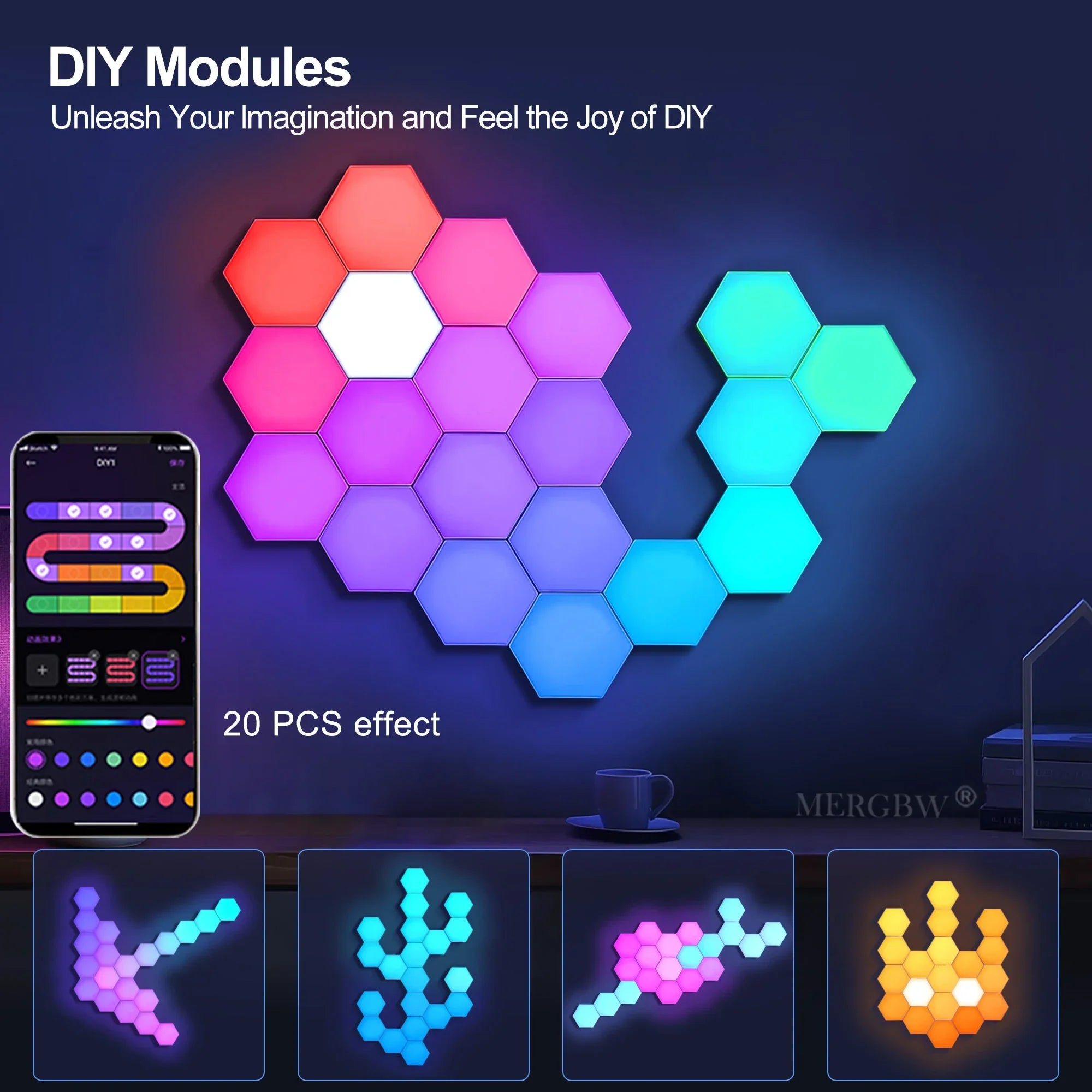 RGB Intelligent Hexagonal Wall Lamp